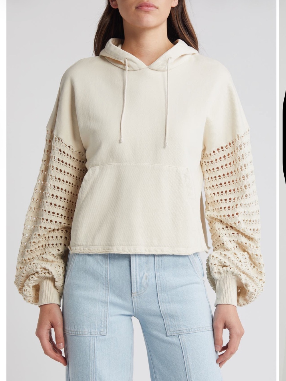 Rails Joyce Open Stitch Inset Cotton Hoodie Size XS